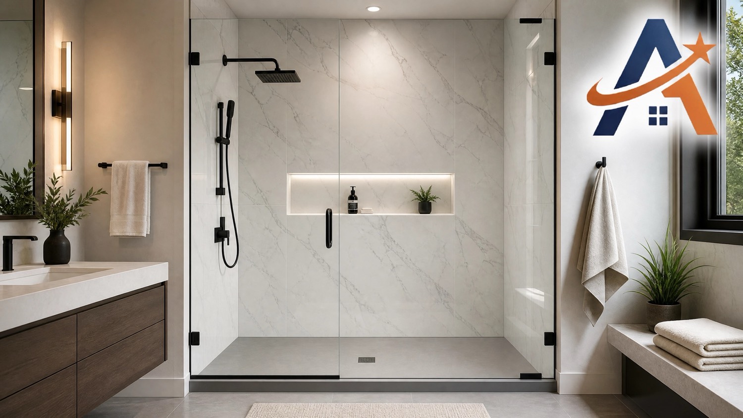 All-Star Shower System installation in Conway, AR - Premier series groutless panels